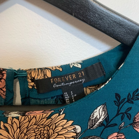 Teal Floral TShirt Dress - Picture 2 of 2